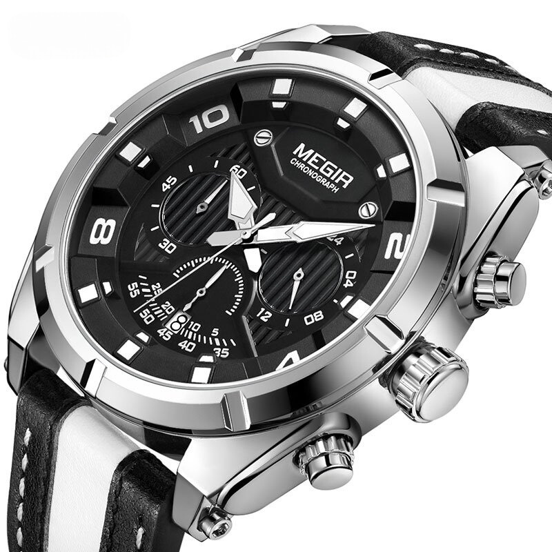 Luxury Military Sport Leather Chronograph Watch