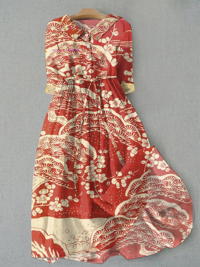 Selena – Floral Lace-Up Midi Dress