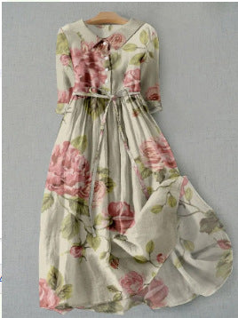Selena – Floral Lace-Up Midi Dress