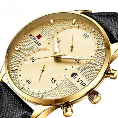 luxury chronograph watch with waterproof quartz movement