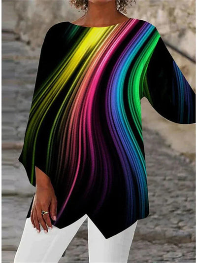 Ruby – Round Neck and Long Sleeve Printed Shirt
