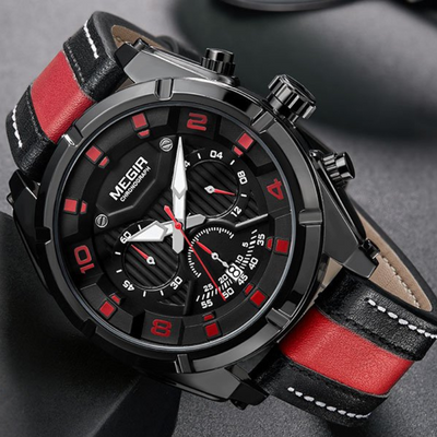 Luxury Military Sport Leather Chronograph Watch