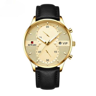 luxury chronograph watch with waterproof quartz movement