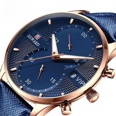 luxury chronograph watch with waterproof quartz movement