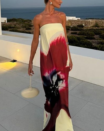 Lena/ Fashion Print Backless Dress