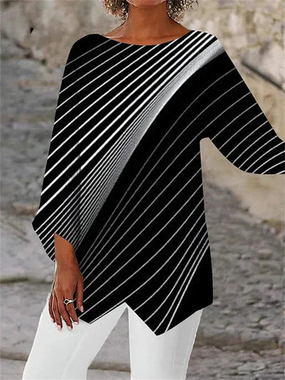 Ruby – Round Neck and Long Sleeve Printed Shirt