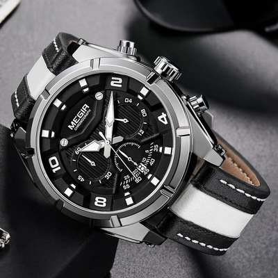 Luxury Military Sport Leather Chronograph Watch