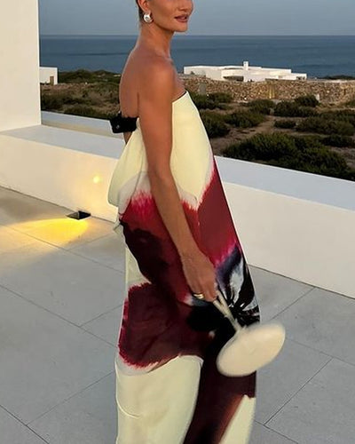 Lena/ Fashion Print Backless Dress