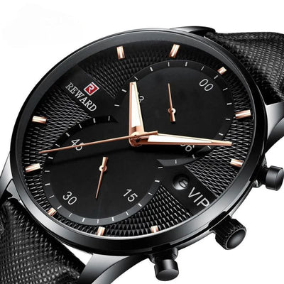 luxury chronograph watch with waterproof quartz movement