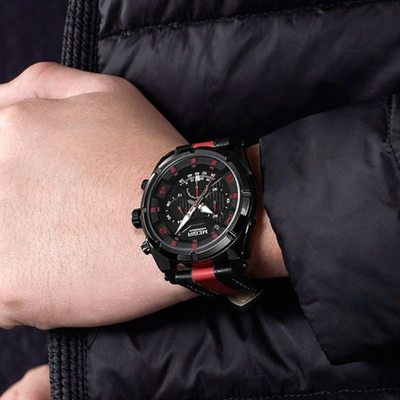 Luxury Military Sport Leather Chronograph Watch