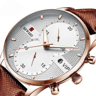 luxury chronograph watch with waterproof quartz movement