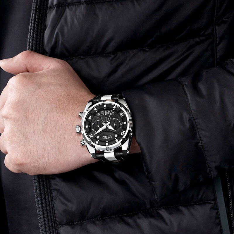 Luxury Military Sport Leather Chronograph Watch