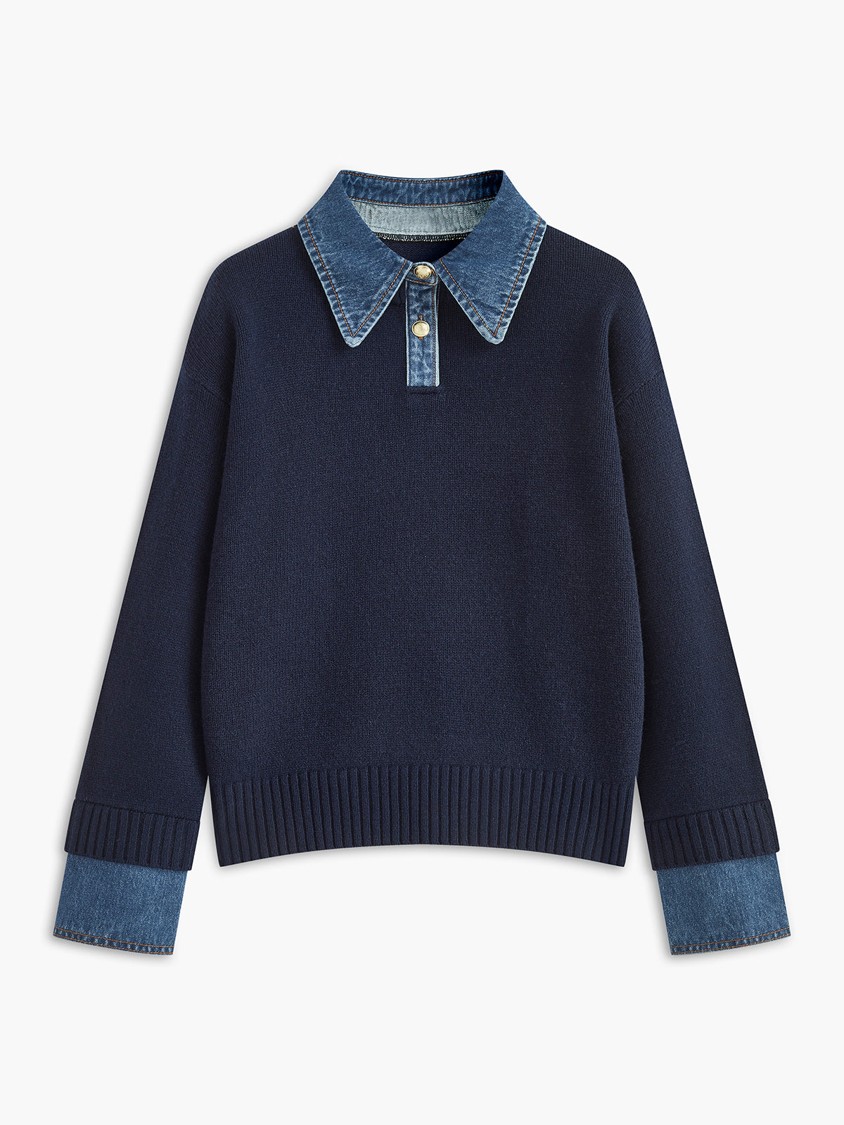 Karen | Denim-Collared Knit Sweater