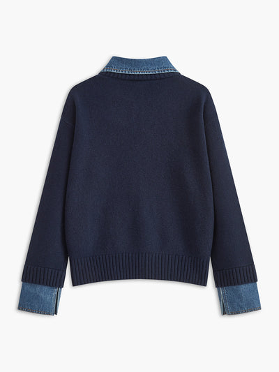 Karen | Denim-Collared Knit Sweater