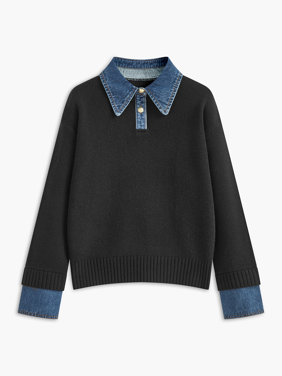 Karen | Denim-Collared Knit Sweater