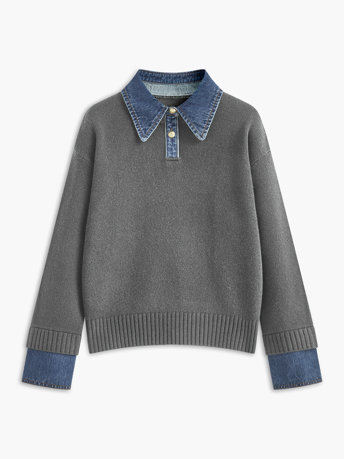 Karen | Denim-Collared Knit Sweater