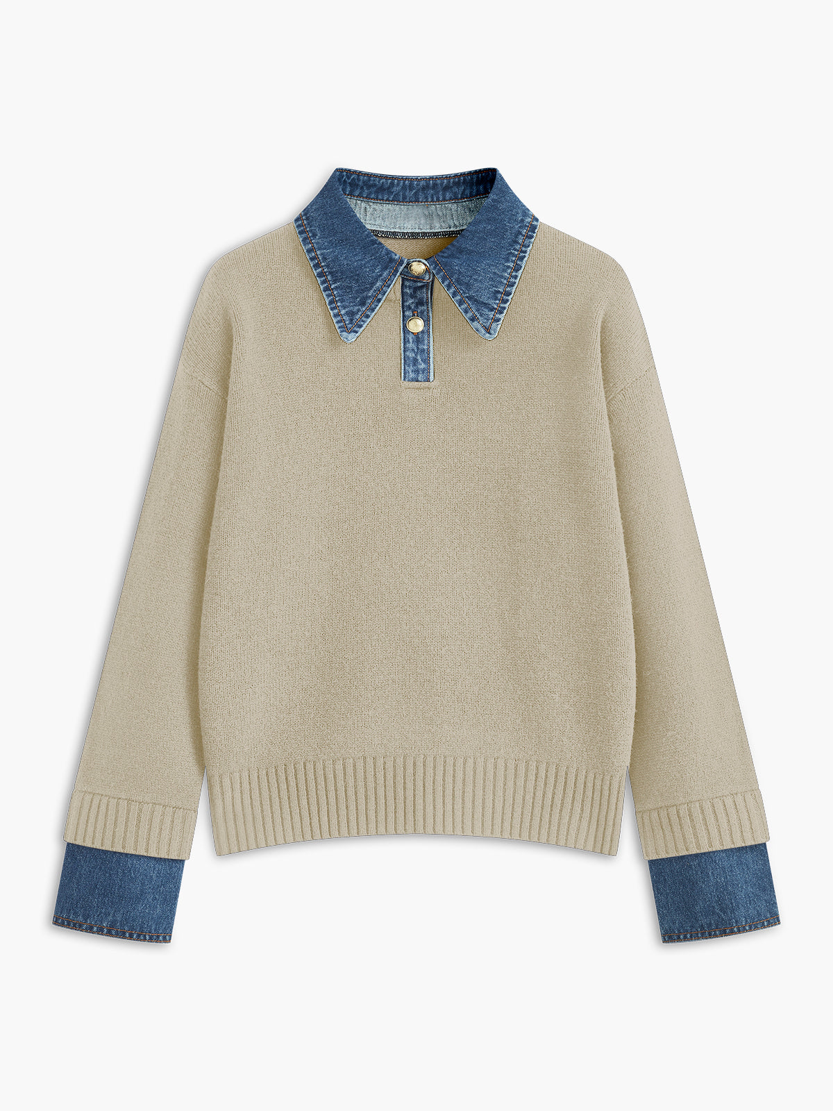 Karen | Denim-Collared Knit Sweater