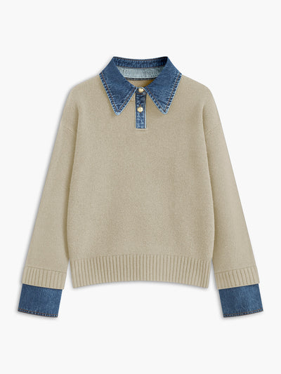 Karen | Denim-Collared Knit Sweater