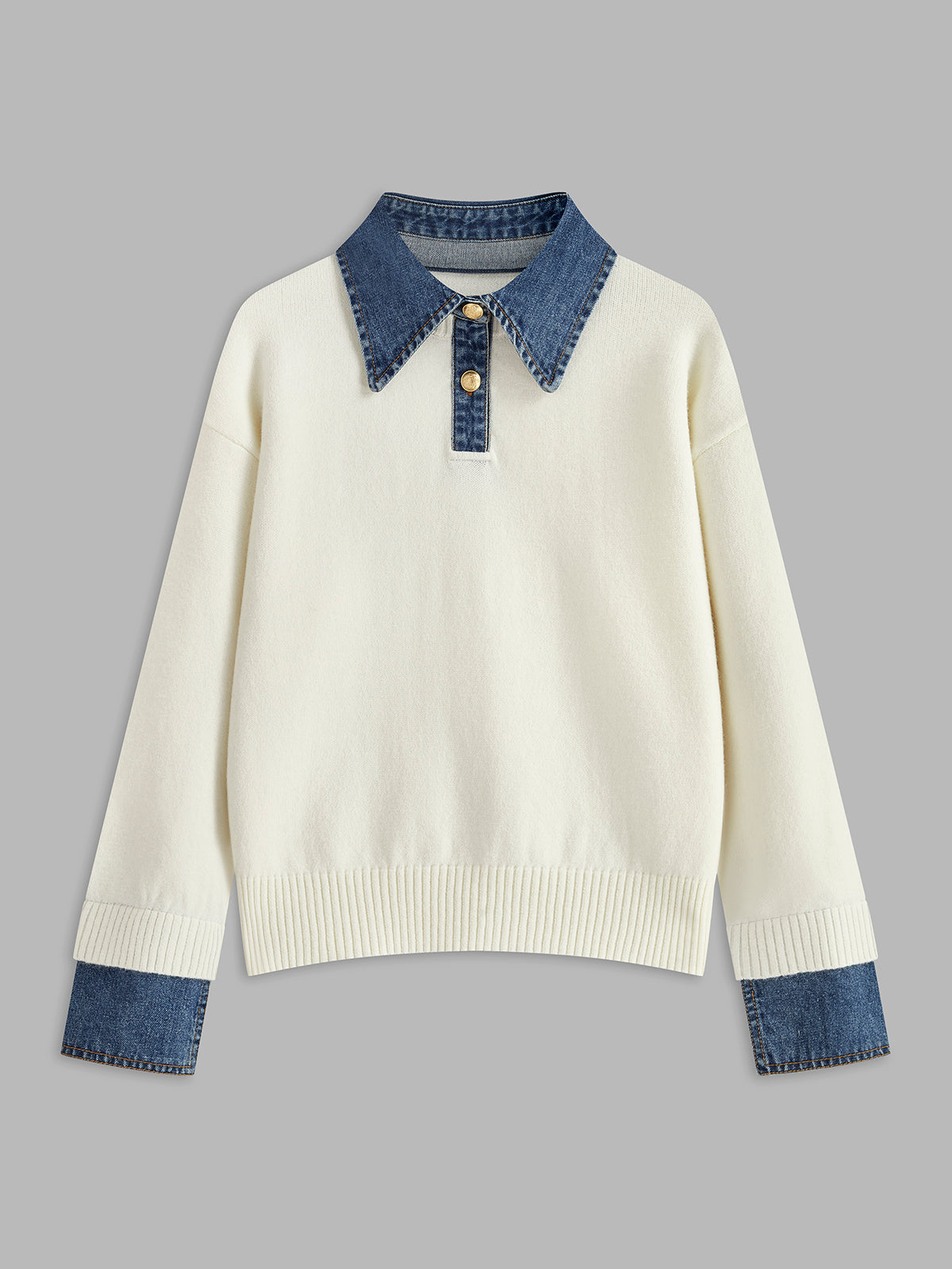 Karen | Denim-Collared Knit Sweater