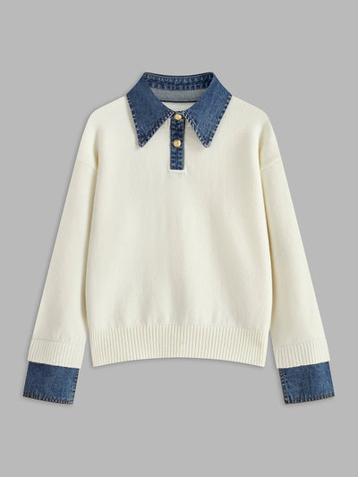 Karen | Denim-Collared Knit Sweater
