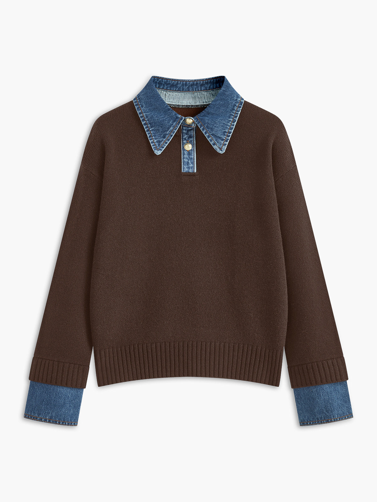 Karen | Denim-Collared Knit Sweater