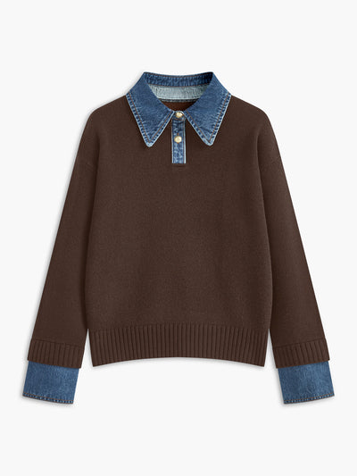 Karen | Denim-Collared Knit Sweater