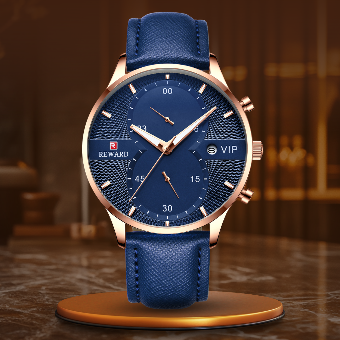 luxury chronograph watch with waterproof quartz movement