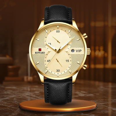 luxury chronograph watch with waterproof quartz movement