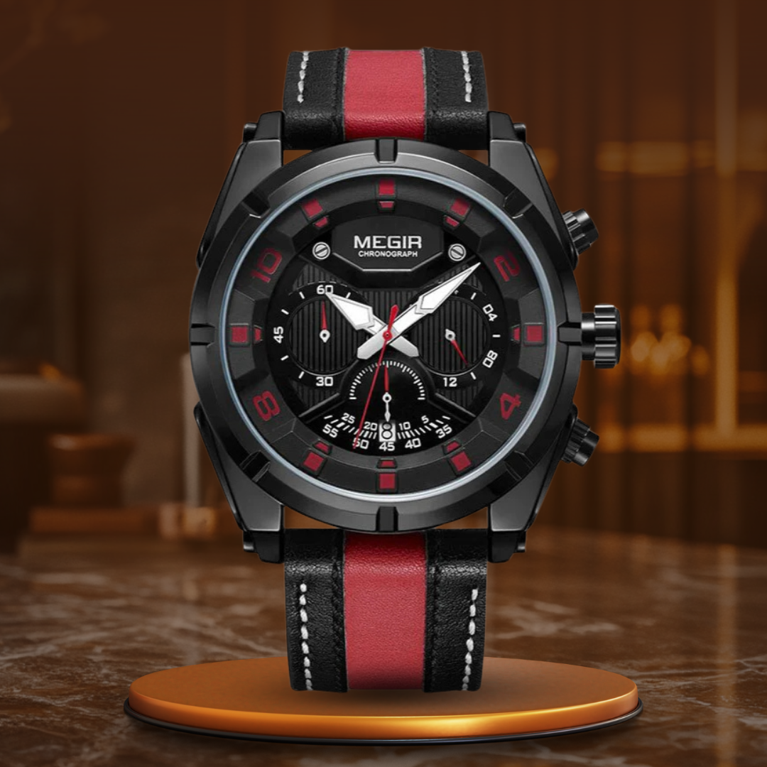 Luxury Military Sport Leather Chronograph Watch