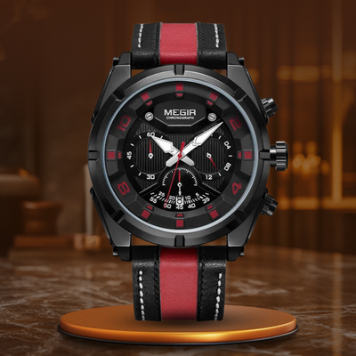 Luxury Military Sport Leather Chronograph Watch