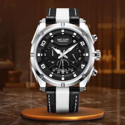 Luxury Military Sport Leather Chronograph Watch