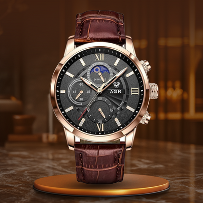 luxury leather quartz watch