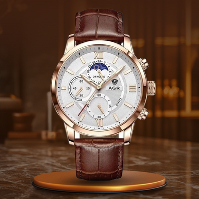luxury leather quartz watch