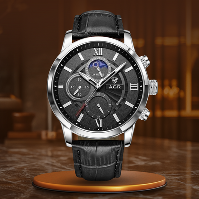 luxury leather quartz watch