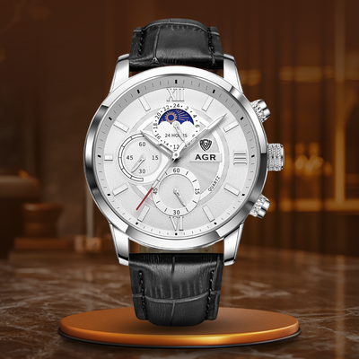 luxury leather quartz watch