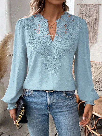 Eliza | Luxury Lace Blouse with V Neckline