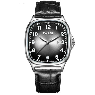 Fashionable quartz watch with leather strap