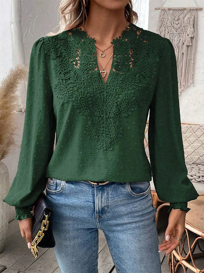 Eliza | Luxury Lace Blouse with V Neckline