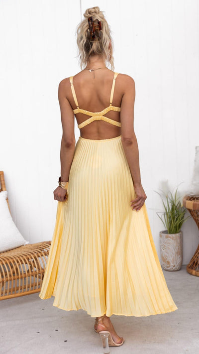 Amara | Pleated V-Neck Maxi Dress