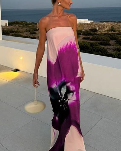 Lena/ Fashion Print Backless Dress