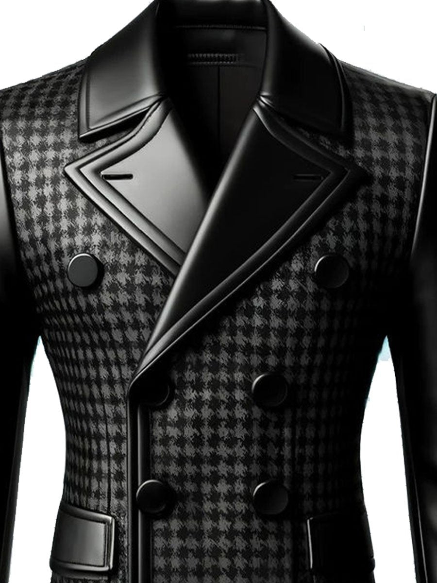 Men's Lapel Double-Breasted Stitching Retro Blazer
