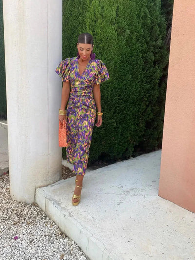 Maribel | Sunset Pleats Midi Dress