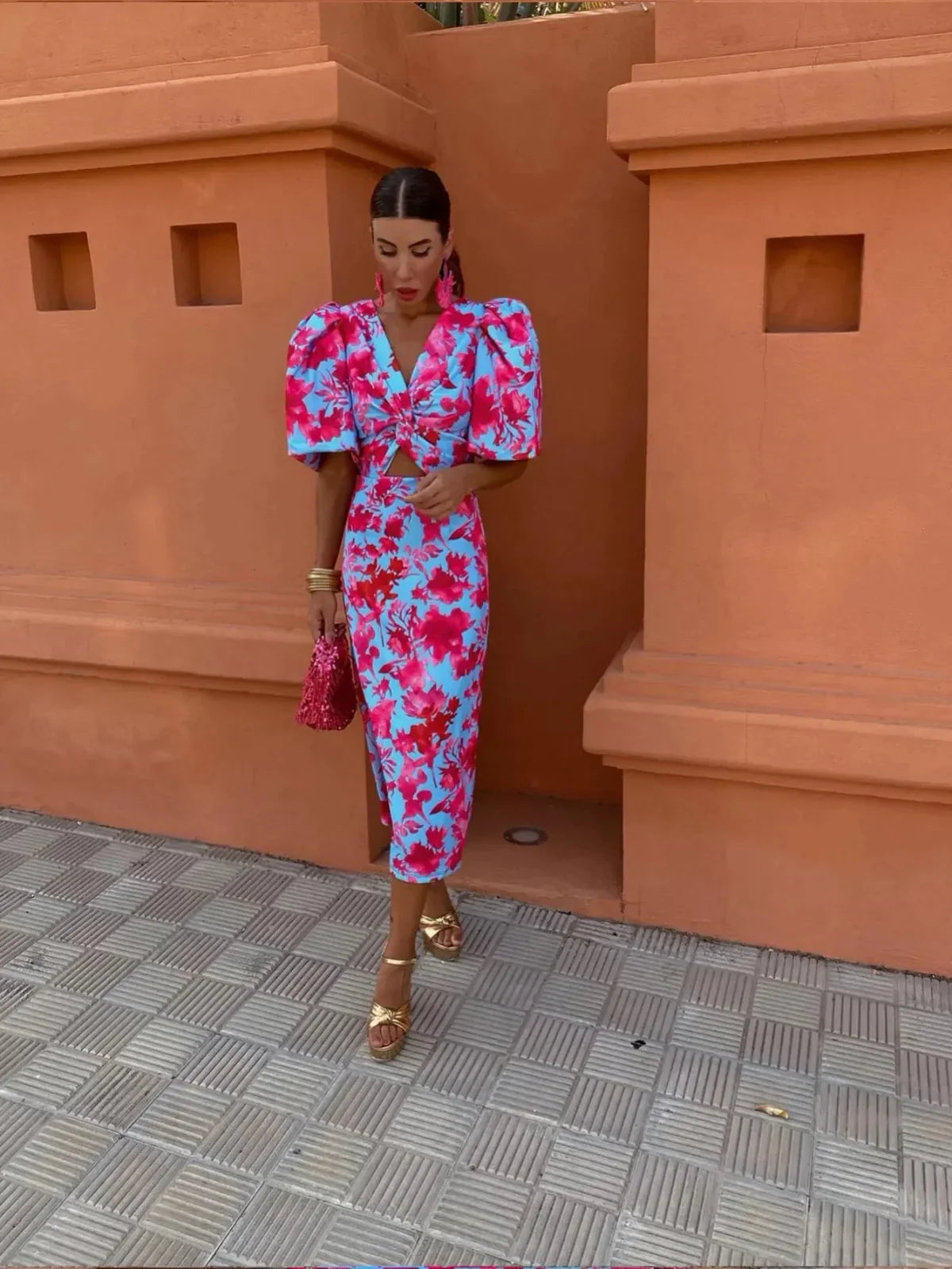 Maribel | Sunset Pleats Midi Dress