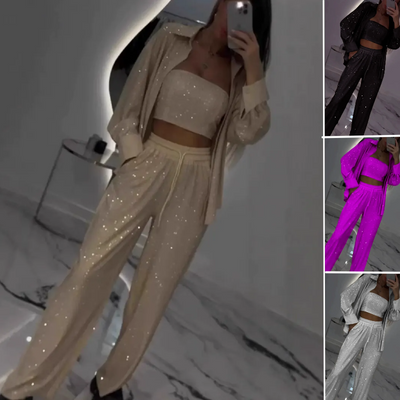 Viviana | Sequin Blazer & Wide-Leg Pants Set