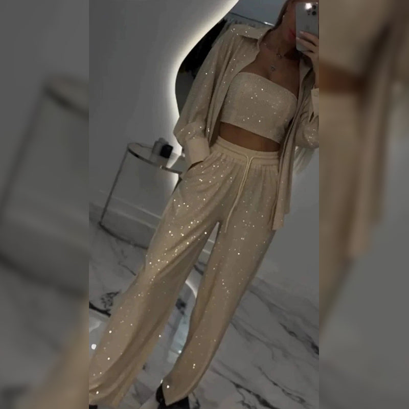 Viviana | Sequin Blazer & Wide-Leg Pants Set