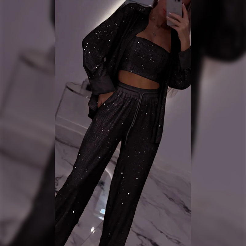 Viviana | Sequin Blazer & Wide-Leg Pants Set