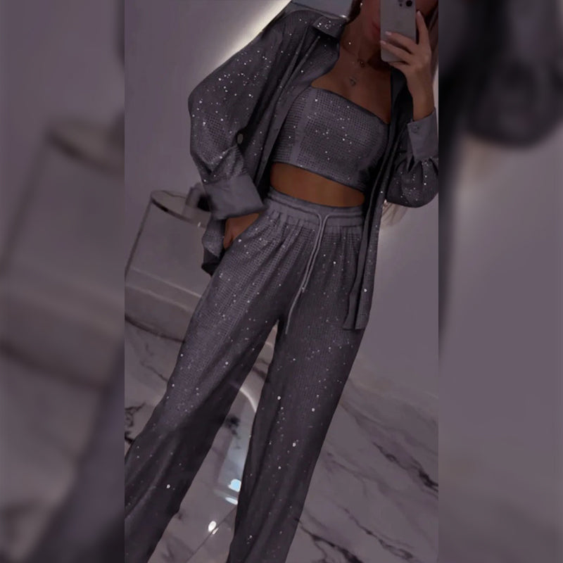 Viviana | Sequin Blazer & Wide-Leg Pants Set