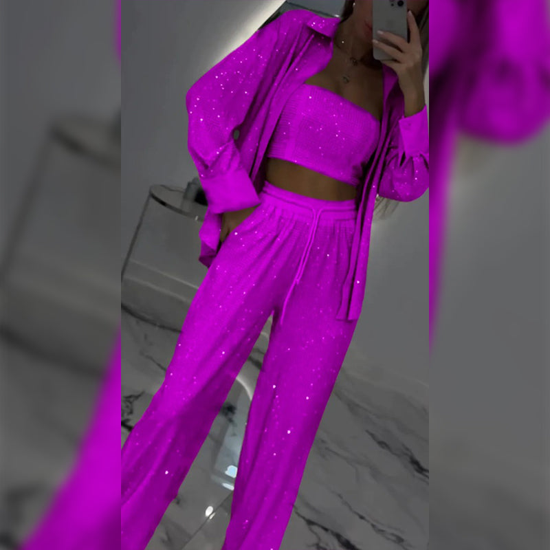 Viviana | Sequin Blazer & Wide-Leg Pants Set
