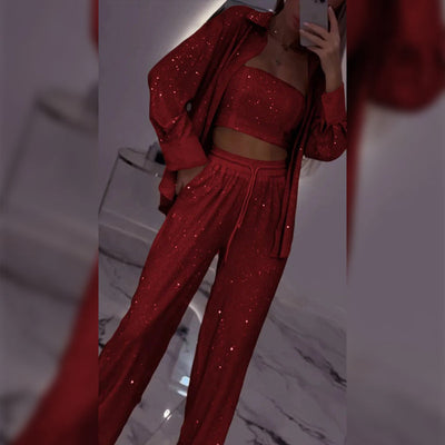 Viviana | Sequin Blazer & Wide-Leg Pants Set